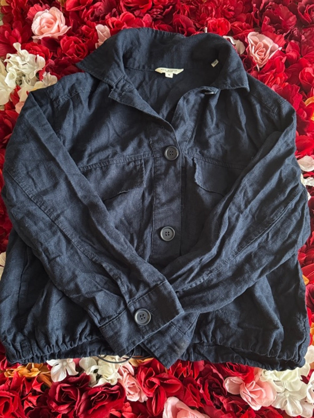 Max Studio Navy Button-Front Women's Jacket